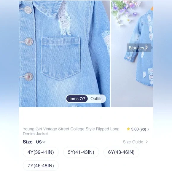 BNIB GIRLS DISTRESSED LONG DENIM JACKET 6 Y - Picture 13 of 16